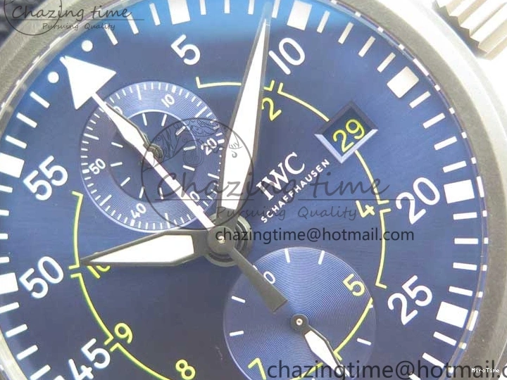 MIROTIME 0304 Reliable Pilot Chrono Blue Angels Black Ceramic ZF Best Edition on Blue Leather Strap A 7088